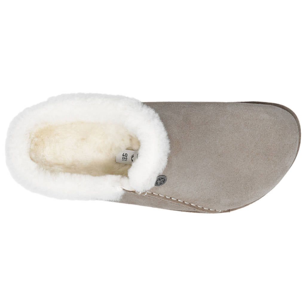 Birkenstock Zermatt Premium Shearling Suede Leather Unisex Sandals#color_stone coin
