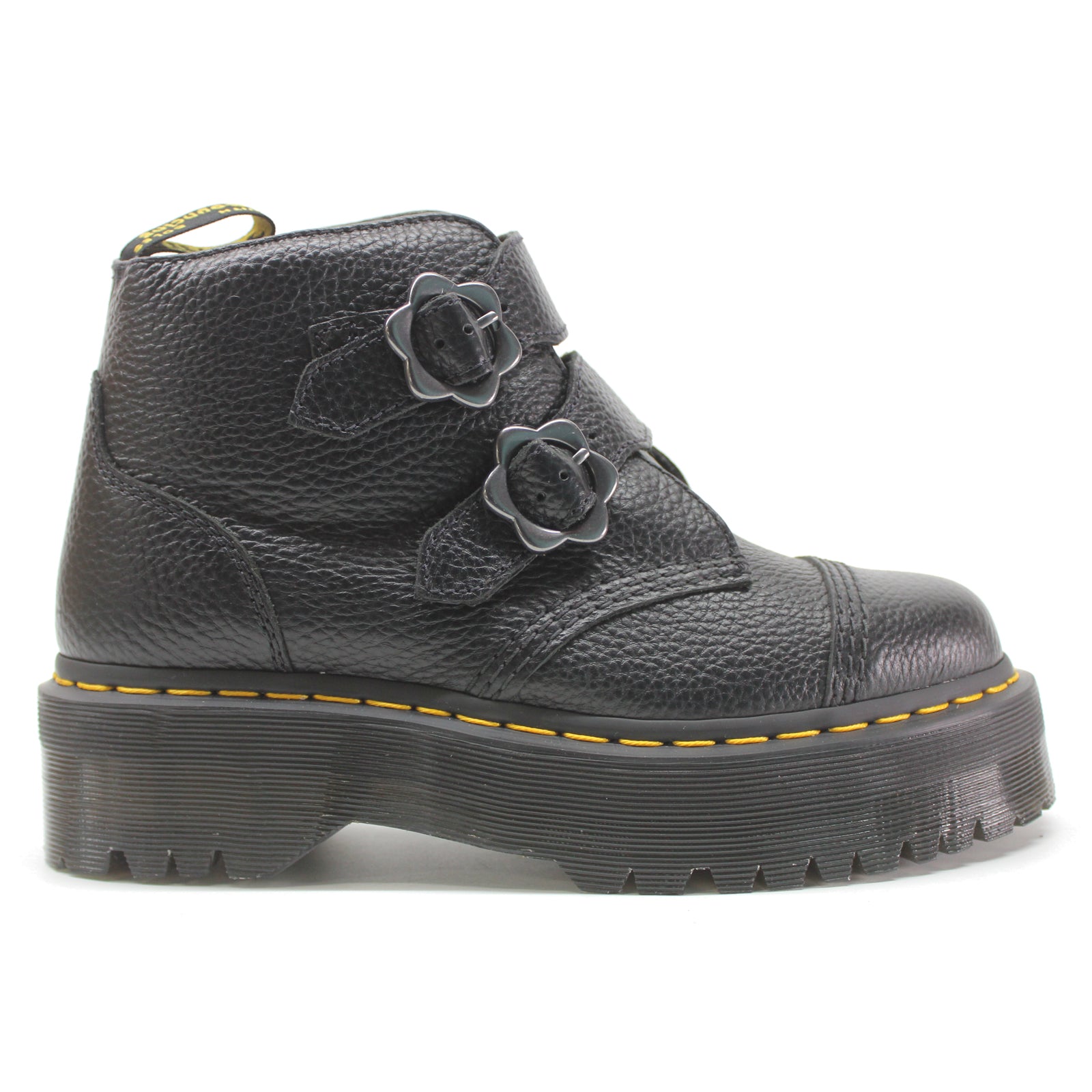 Dr. Martens Devon Flower 27642001 Milled Nappa Leather Womens Boots - Black - 7#color_black