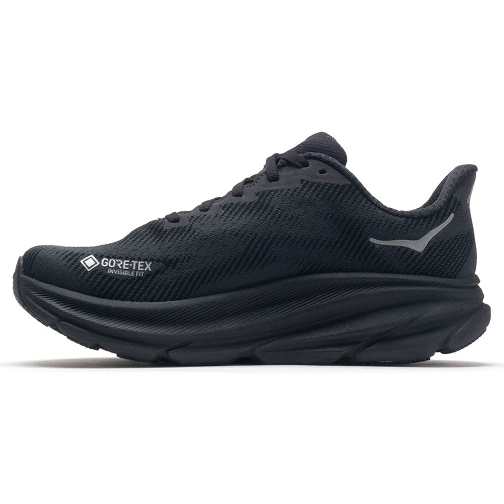 Hoka One One Clifton 9 GTX Textile Synthetic Mens Trainers#color_black black