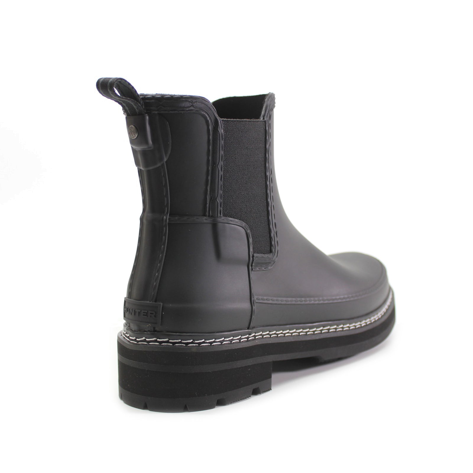 Hunter Refined Chelsea Stitch Rubber Women's Slip On Black Boots