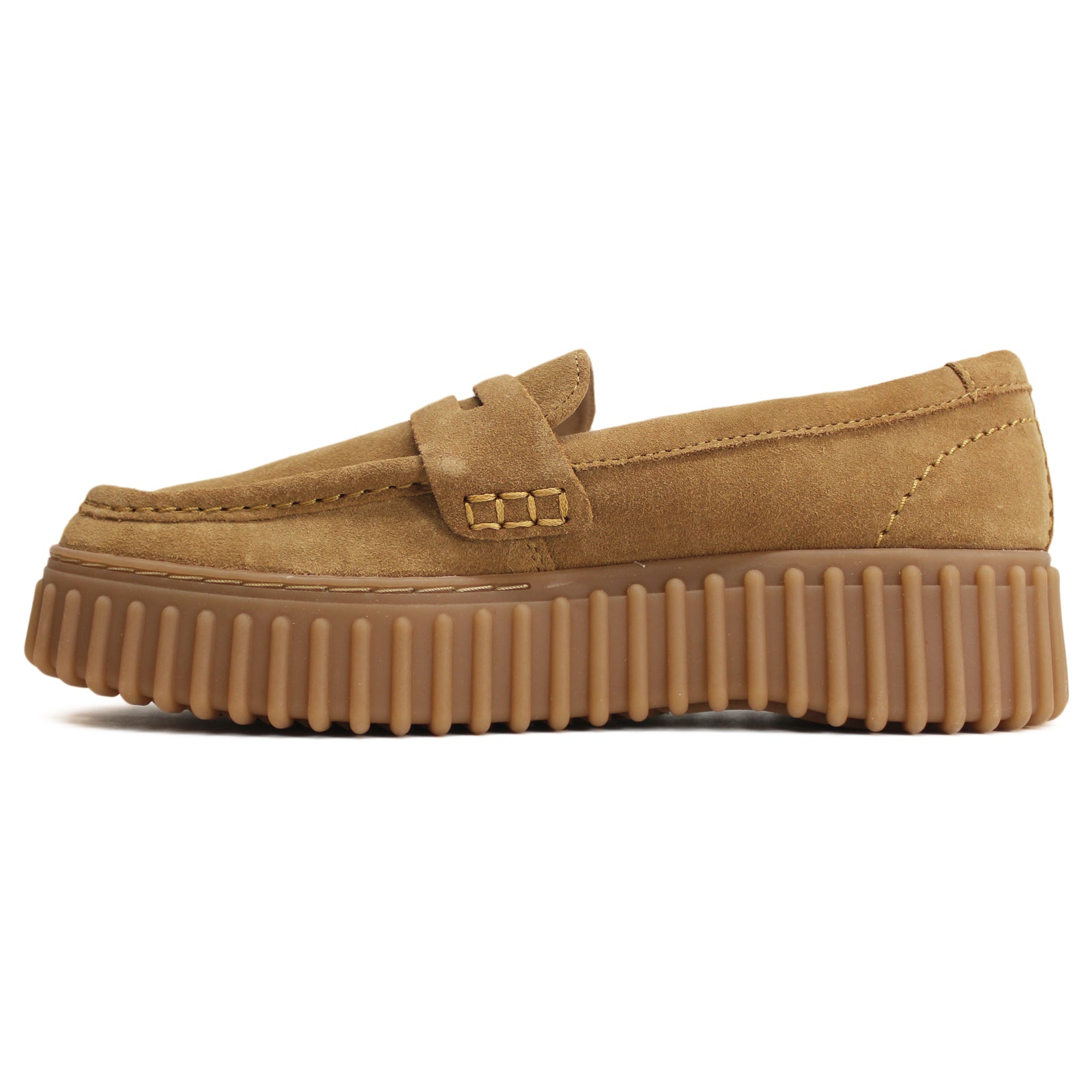 Clarks Torhill Penny Suede Womens Shoes#color_light tan