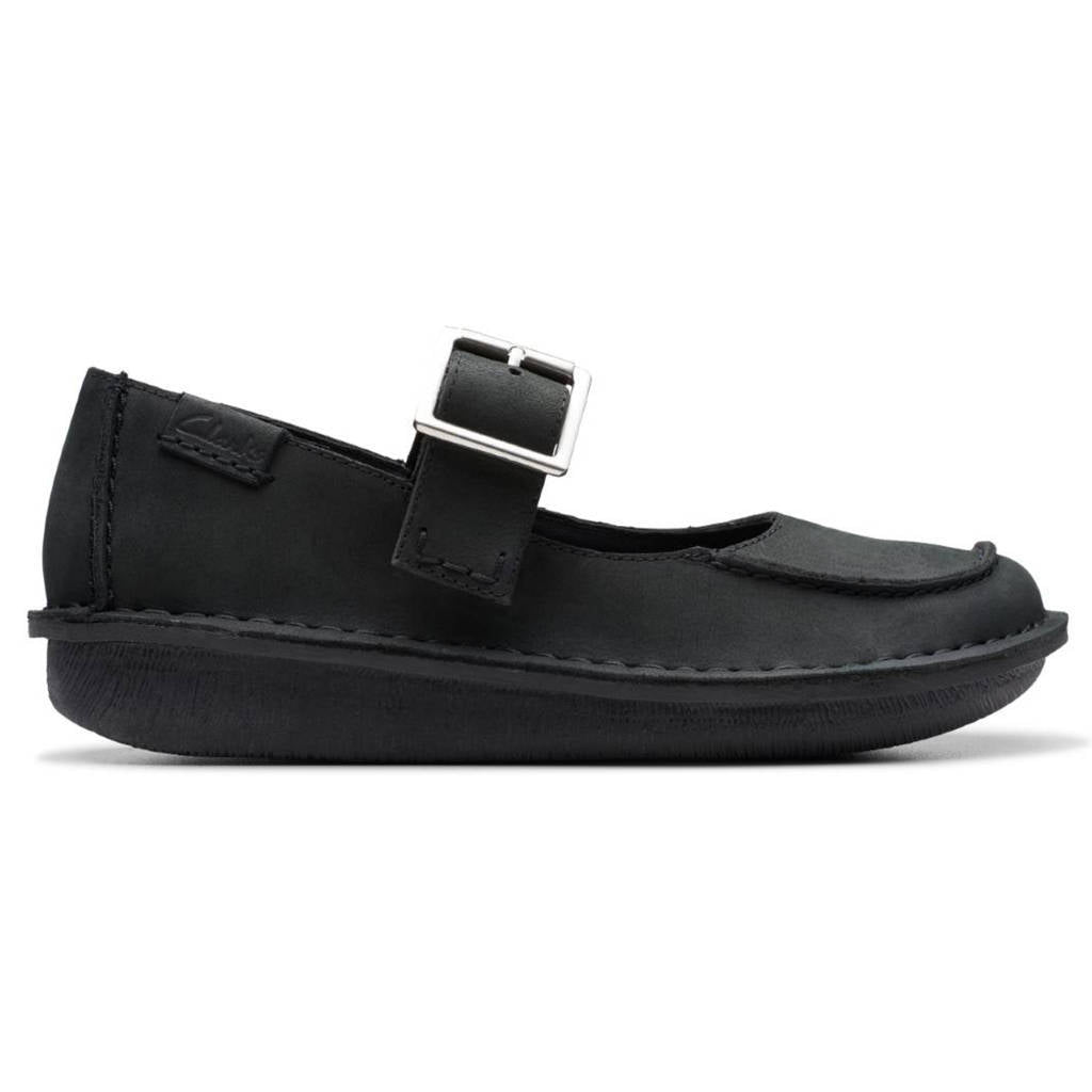 Clarks Funny Bar Leather Womens Shoes#color_black