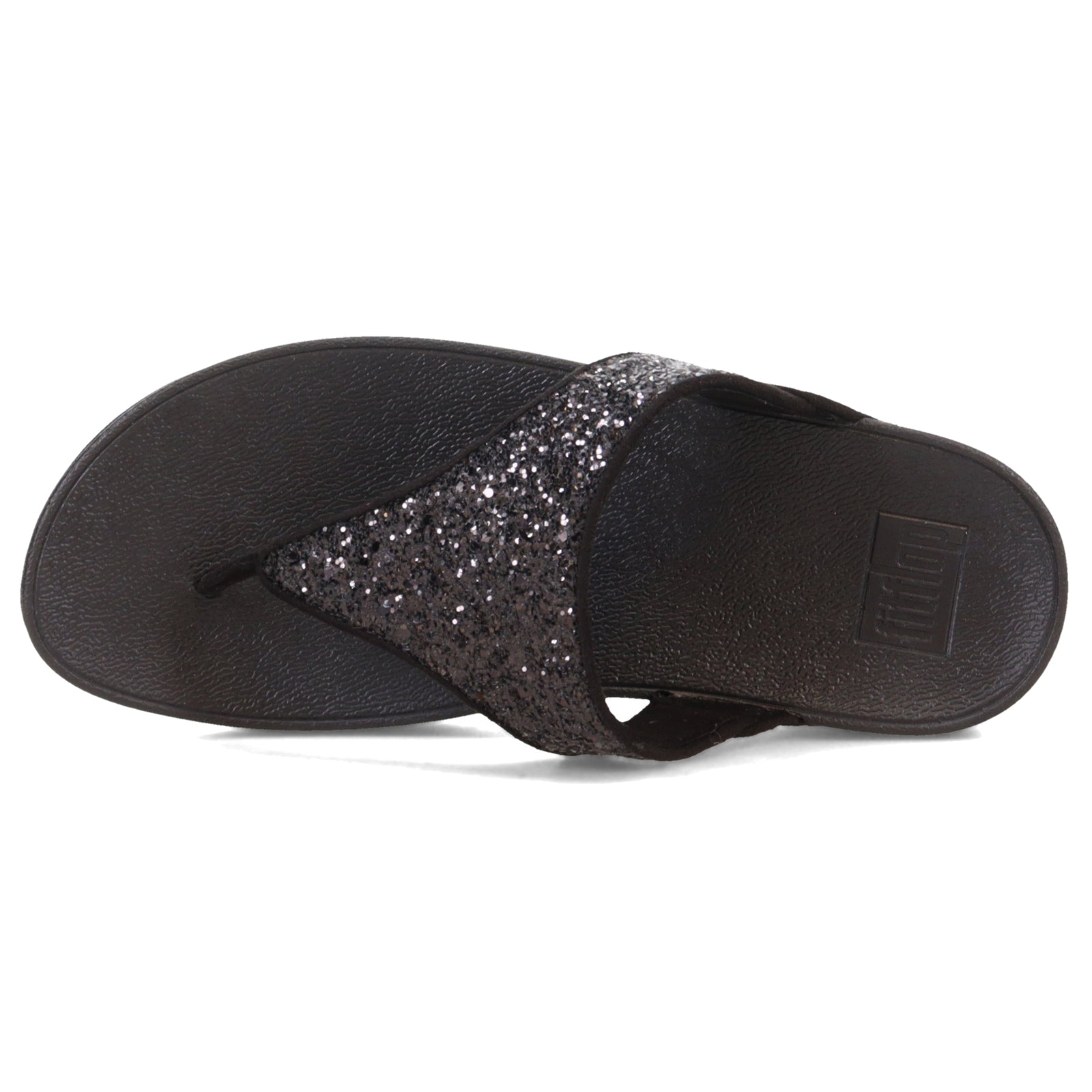 FitFlop Lulu Glitter Toe Post Synthetic Womens Sandals#color_black glitter