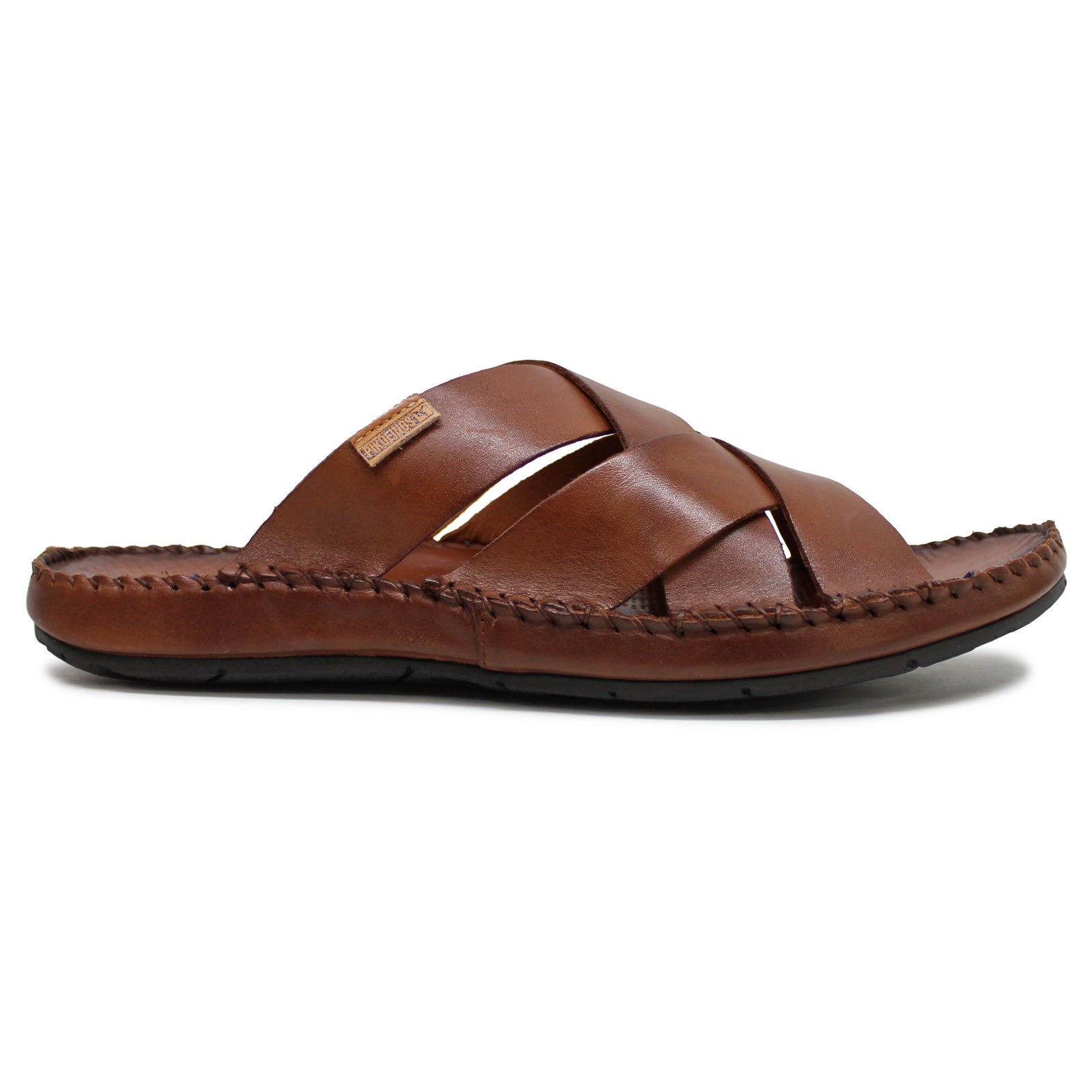 Tarifa Leather Men's Open Back Sandals#color_Cuero