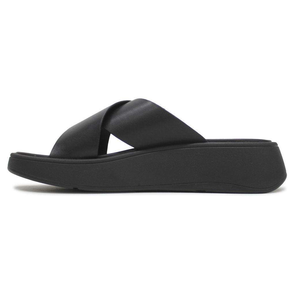 FitFlop Womens Sandals F Mode Leather Flatform Cross Slip-On Slides Leather - UK 7