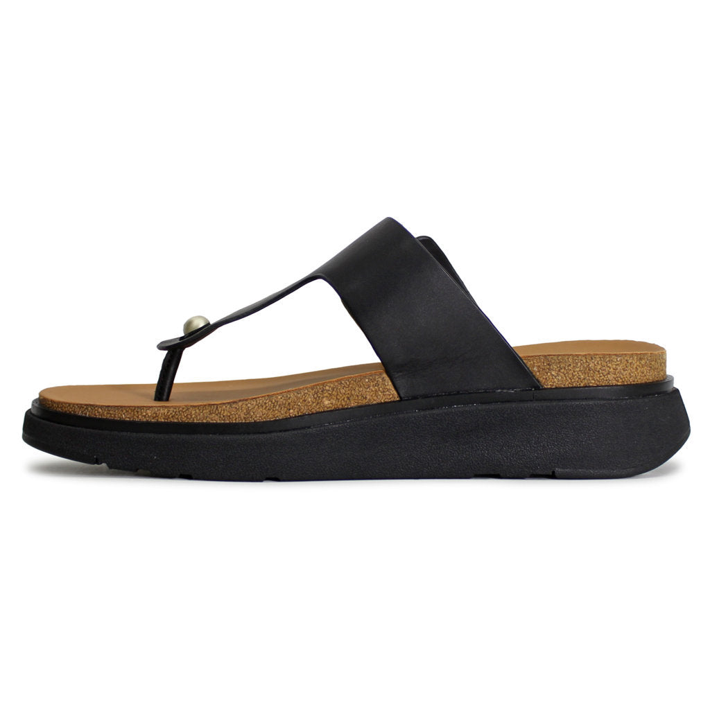 FitFlop Gen FF Buckle Leather Toe Post Leather Womens Sandals#color_black