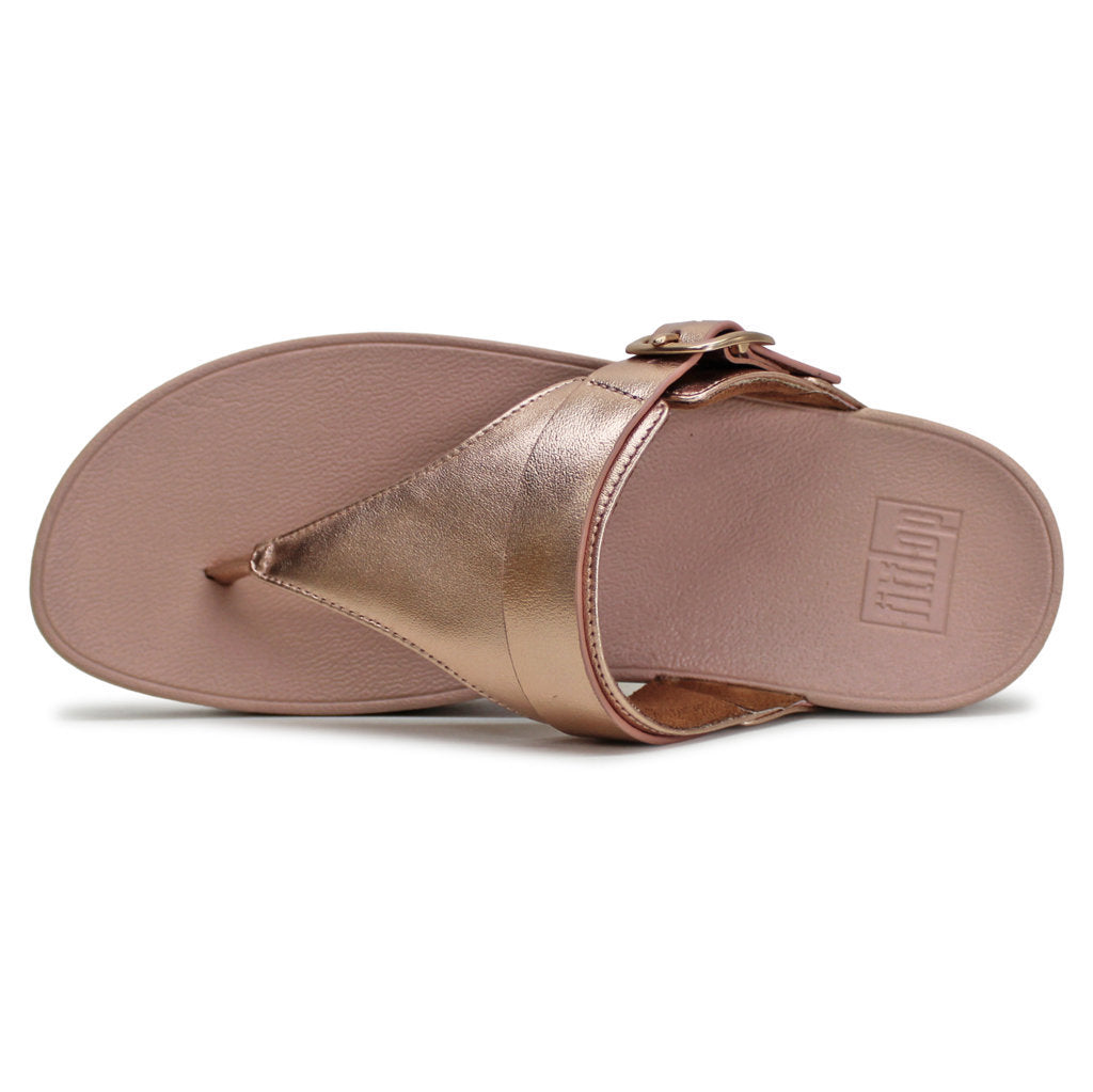 FitFlop Lulu Adjustable Leather Toe Post Leather Womens Sandals#color_rose gold