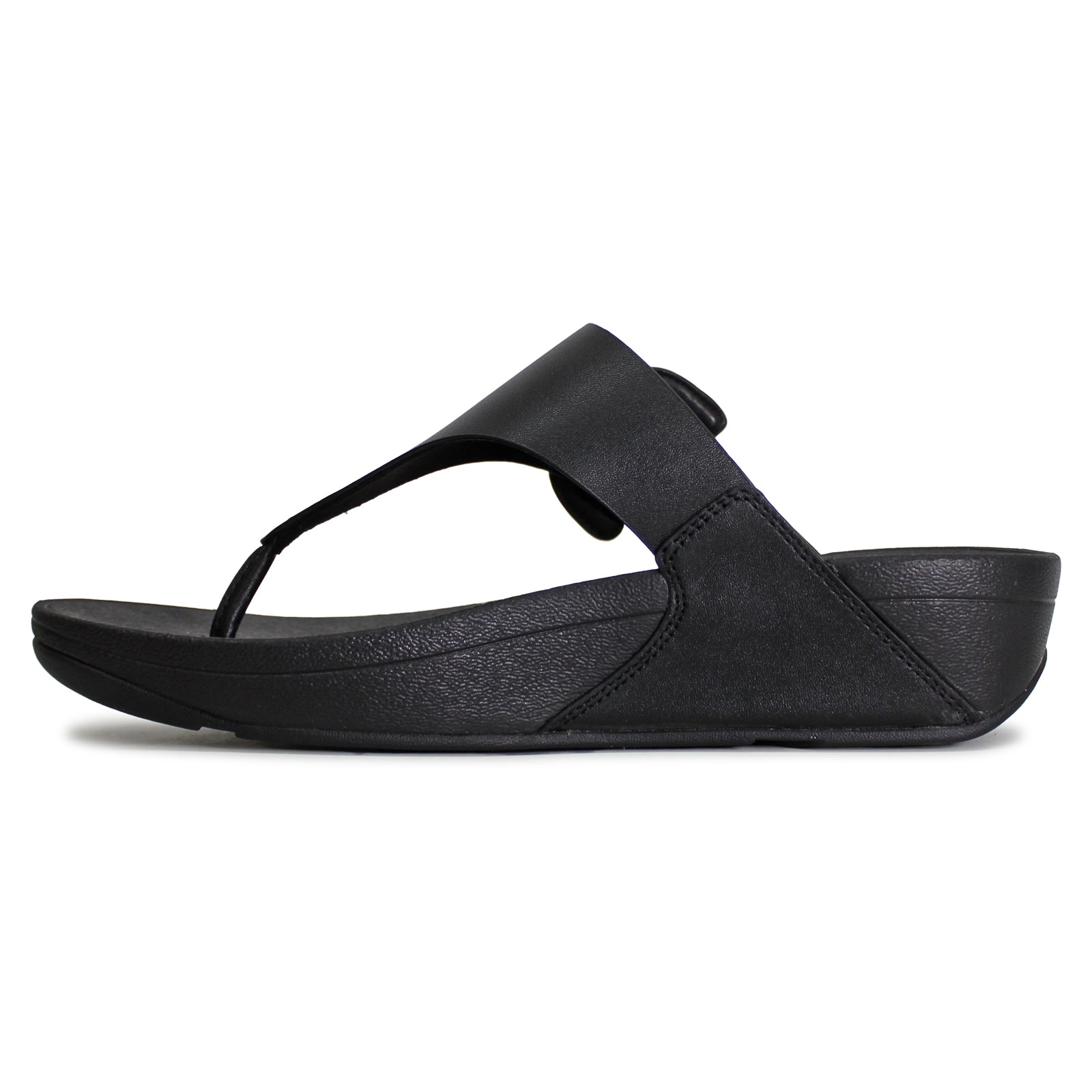 FitFlop Lulu Covered Buckle Toe Post Leather Womens Sandals#color_black