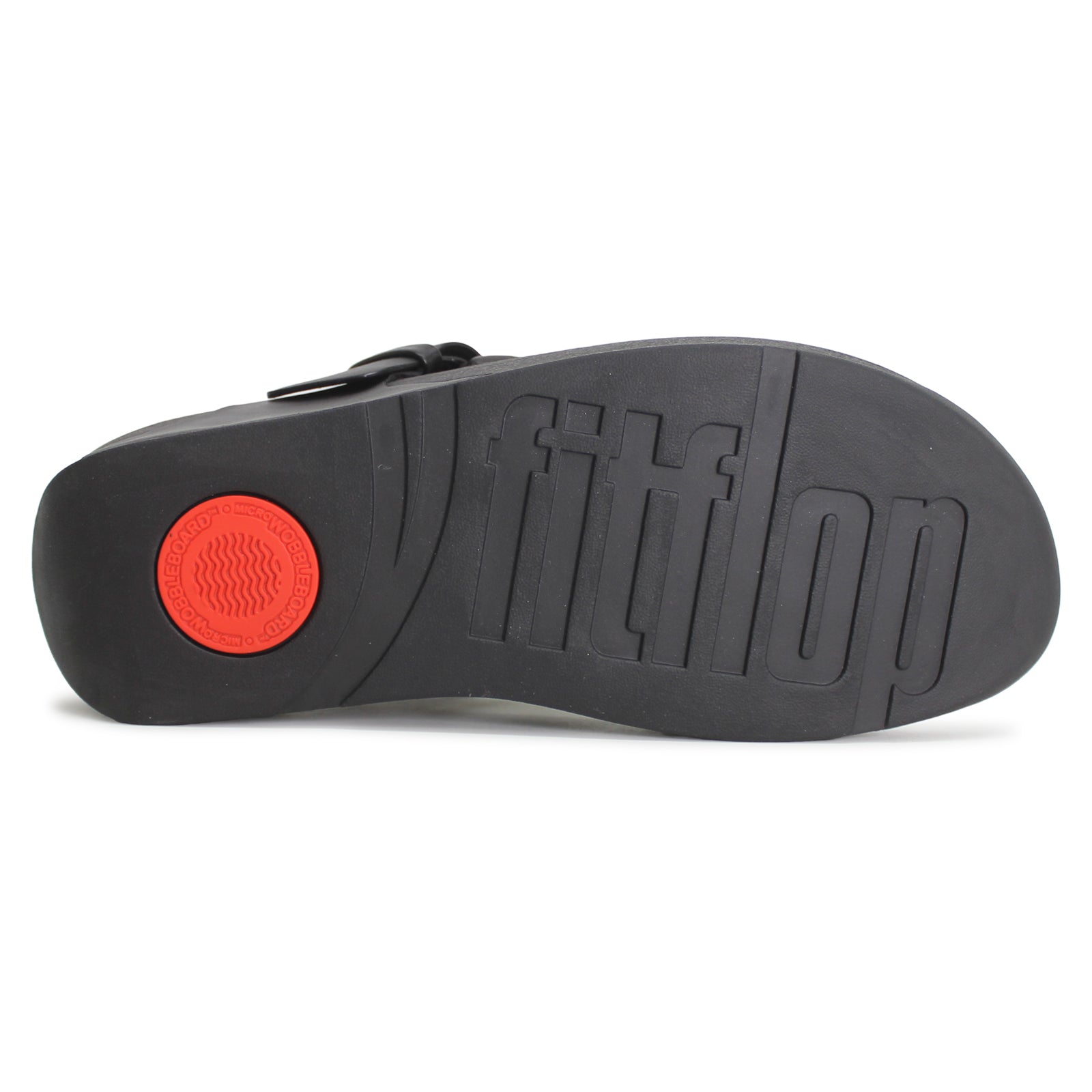 FitFlop Lulu Covered Buckle Toe Post Leather Womens Sandals#color_black