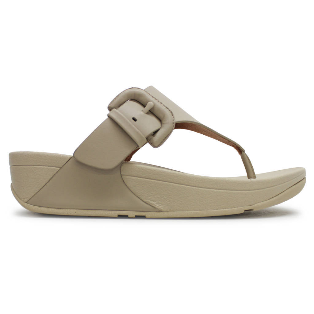 FitFlop Lulu Covered Buckle Toe Post Leather Womens Sandals#color_stone beige