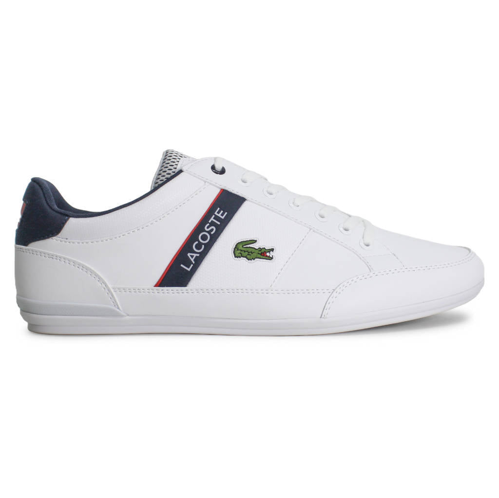 Lacoste Chaymon Textile Synthetic Mens Trainers#color_white navy red
