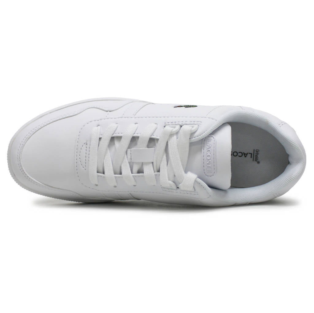 Lacoste T Clip Leather Synthetic Womens Trainers#color_white white