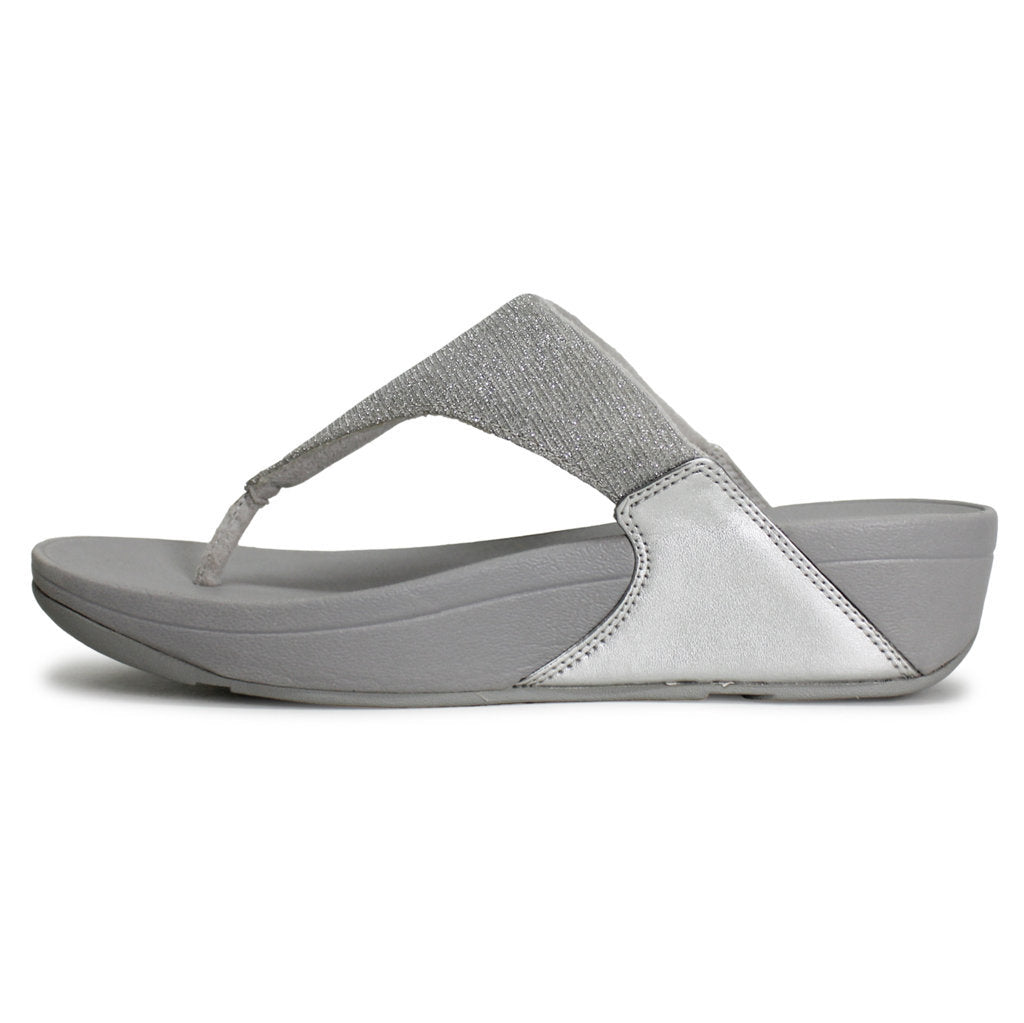 FitFlop Lulu Shimmerlux Toe Post Synthetic Womens Sandals#color_silver