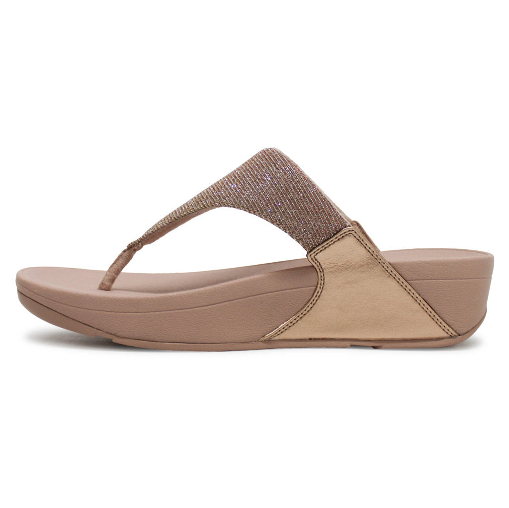 FitFlop Lulu Shimmerlux Toe Post Synthetic Womens Sandals#color_rose gold