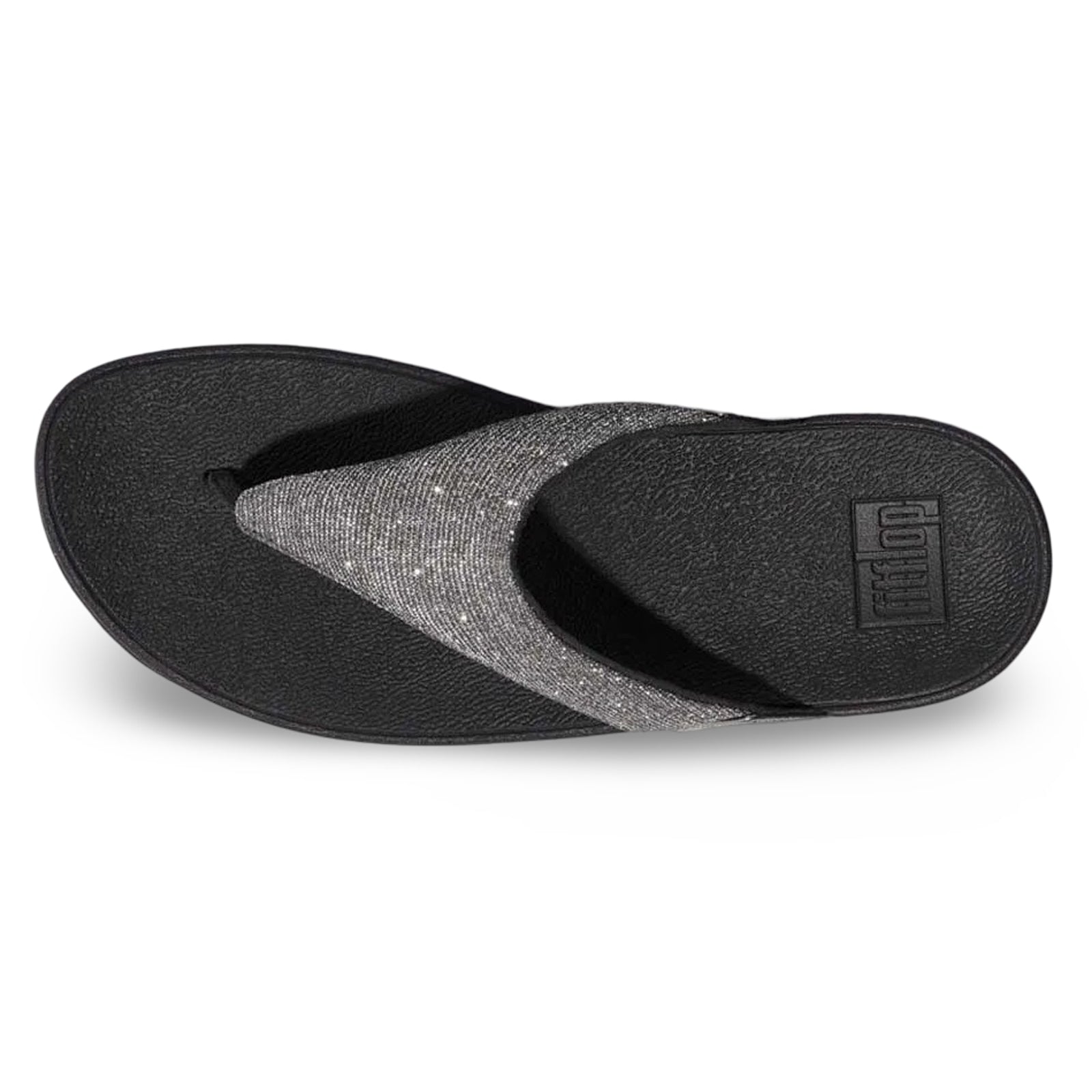 FitFlop Lulu Shimmerlux Toe Post Synthetic Womens Sandals#color_pewter