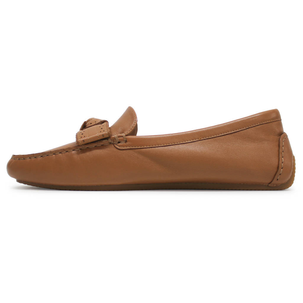 Cole Haan Bellport Bow Driver Leather Womens Shoes#color_pecan
