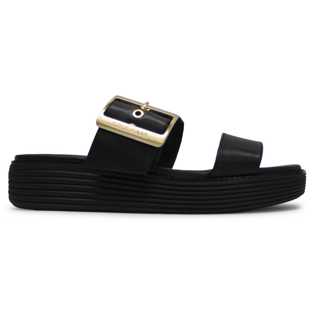 Cole Haan OriginalGrand Platform Slides Leather Womens Sandals#color_black black