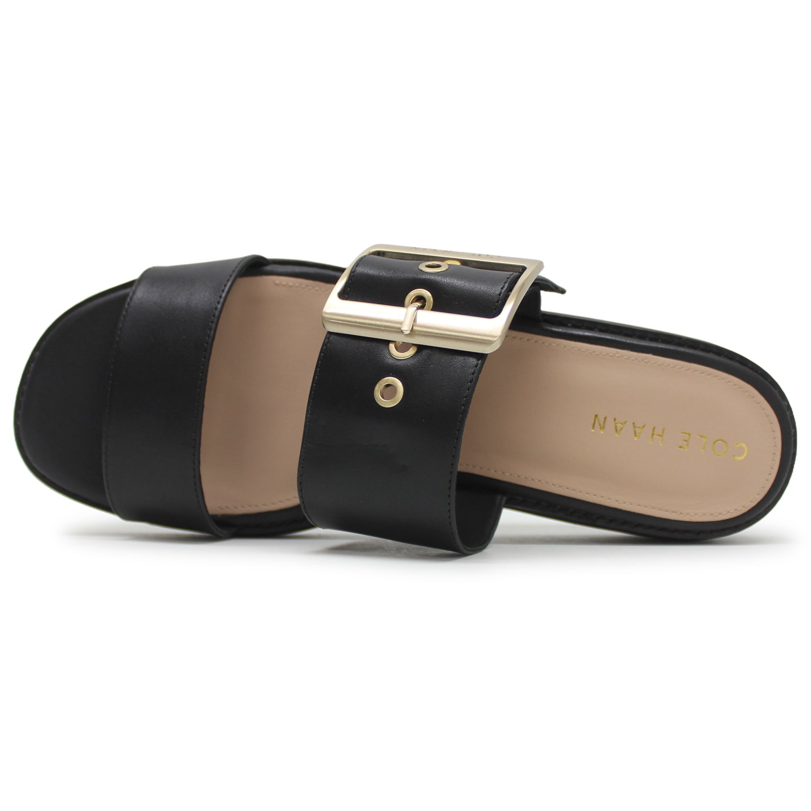 Cole Haan OriginalGrand Platform Slides Leather Womens Sandals#color_black black