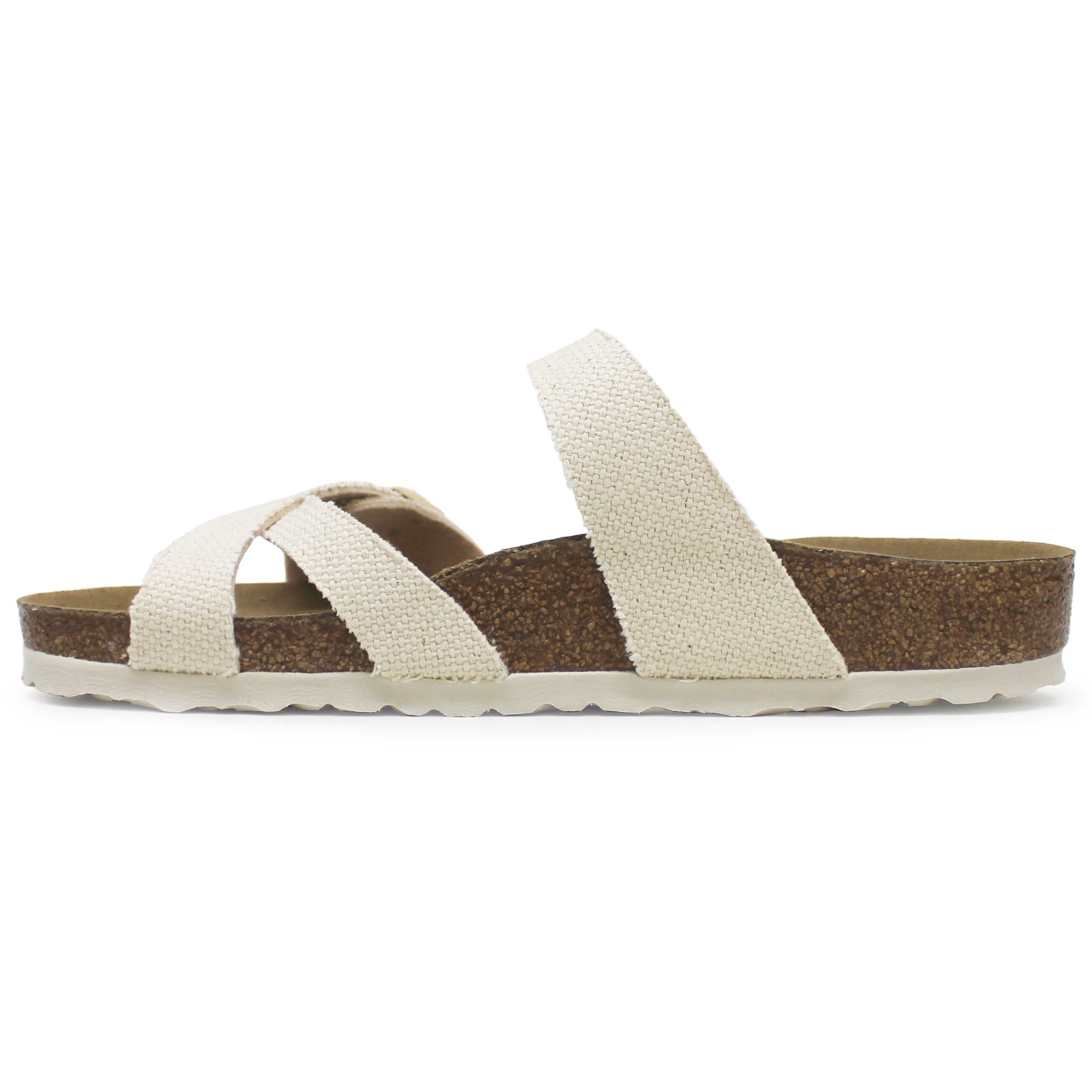 Birkenstock Franca Rivet Logo Textile Unisex Sandals#color_vegan canvas eggshell