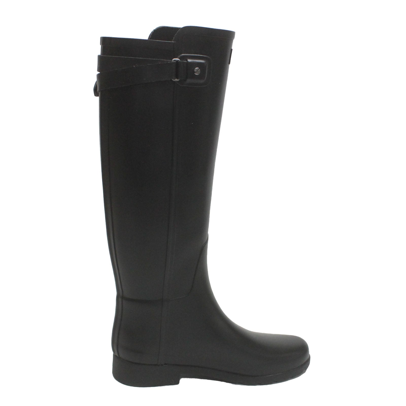 Hunter Original Tall Refined Strap Rubber Women's Black Boots - 6 UK - 39 EU - 8 US