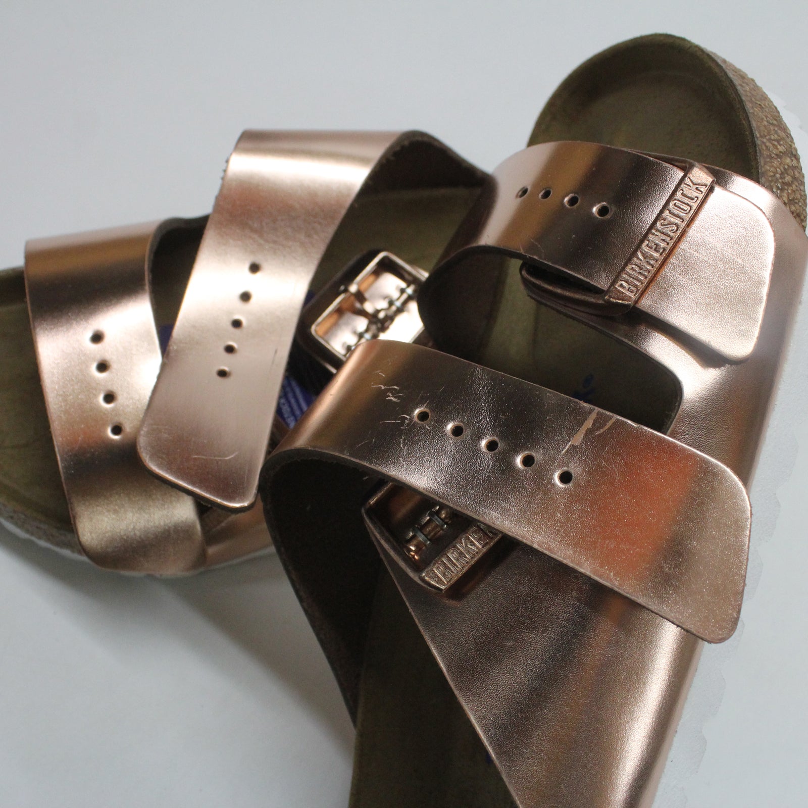 Birkenstock Arizona 952091 Leather Womens Sandals - Metallic Copper - 38#color_metallic copper