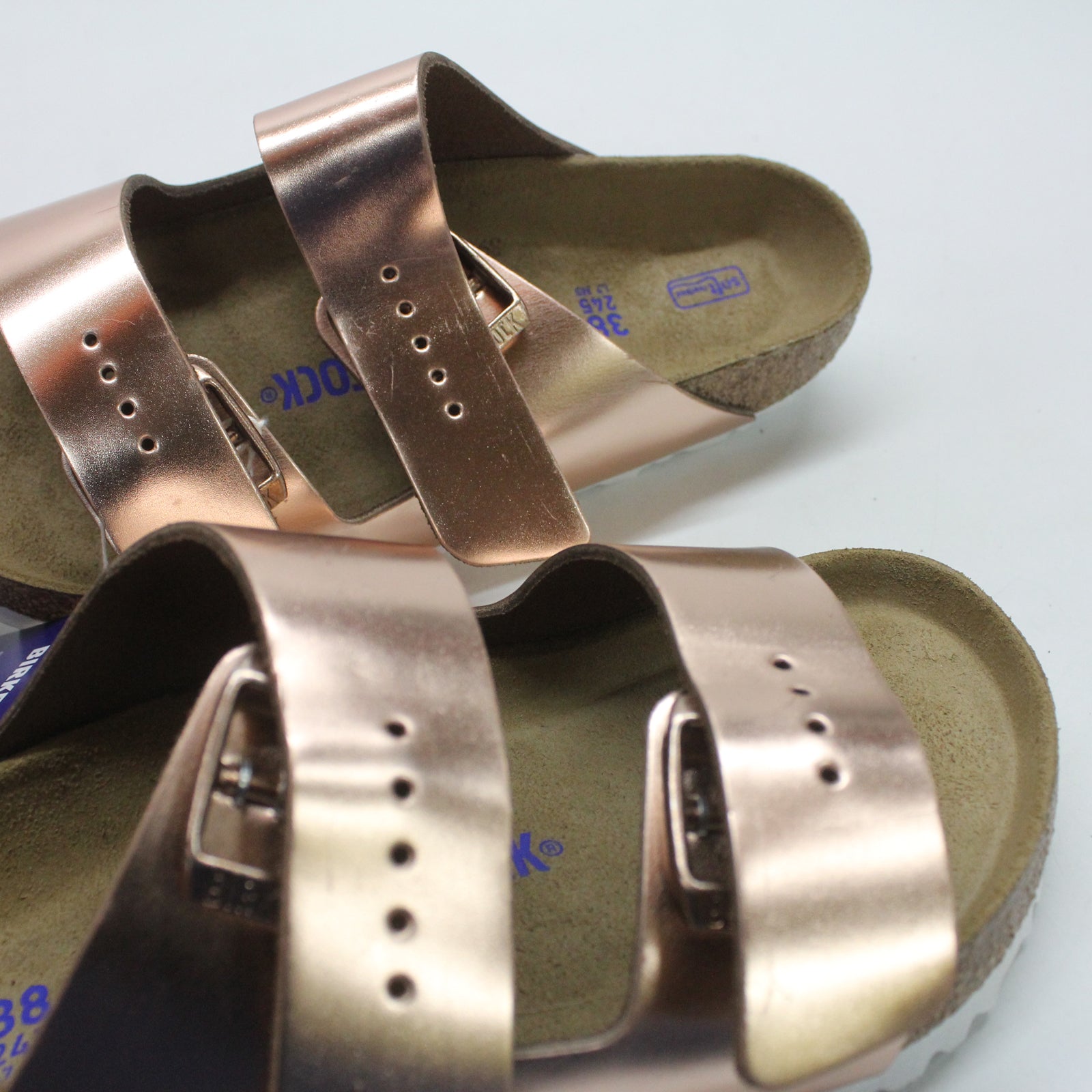 Birkenstock Arizona 952091 Leather Womens Sandals - Metallic Copper - 38#color_metallic copper