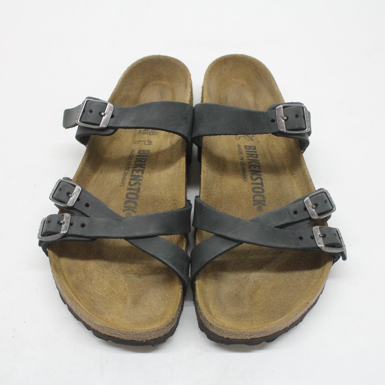 Birkenstock Franca 1021112 Oiled Leather Unisex Sandals - Black - 38#color_black