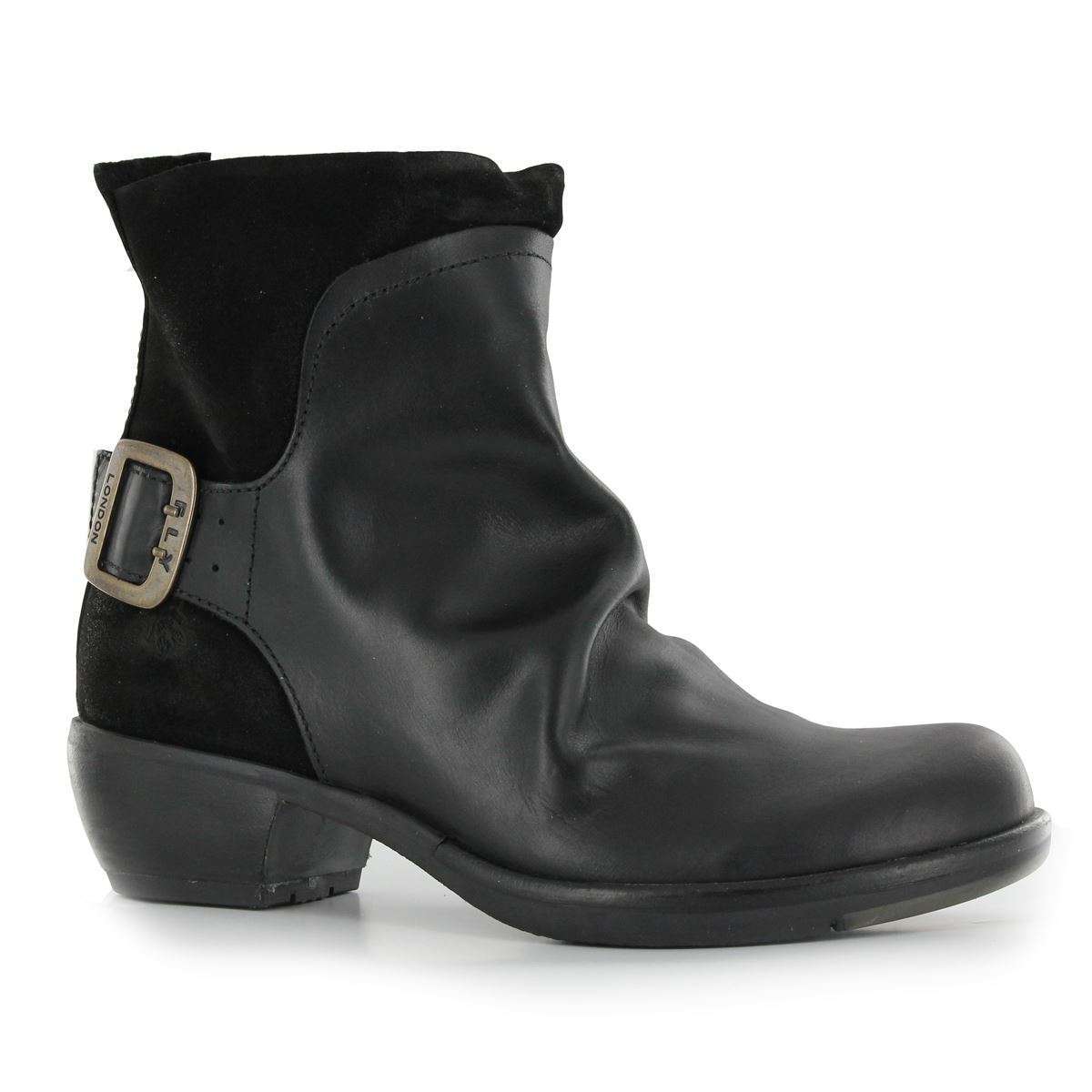 Fly London Mel Black Leather Womens Boots - P141633003#color_black