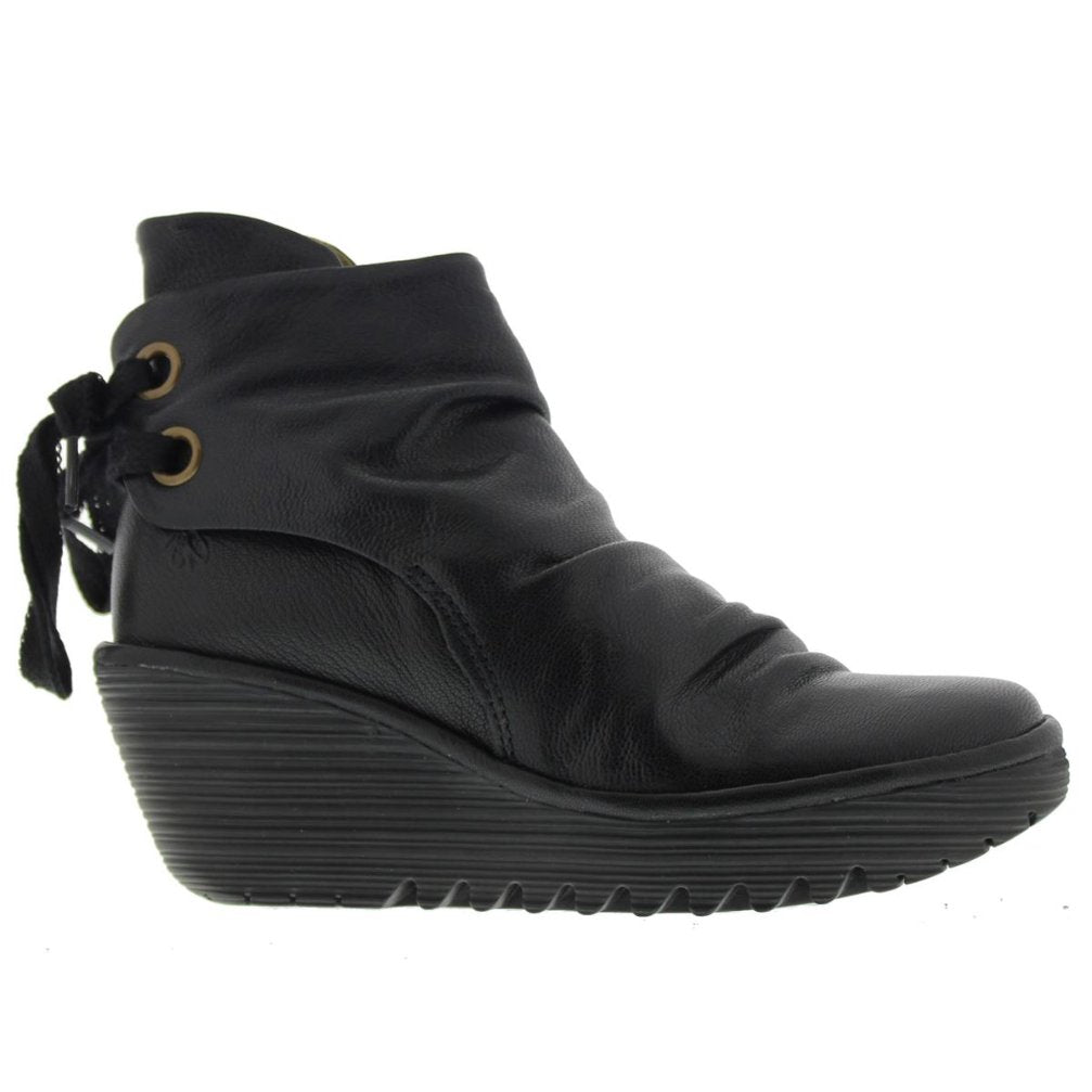 Yama Leather Wedge Heel Ankle Boots