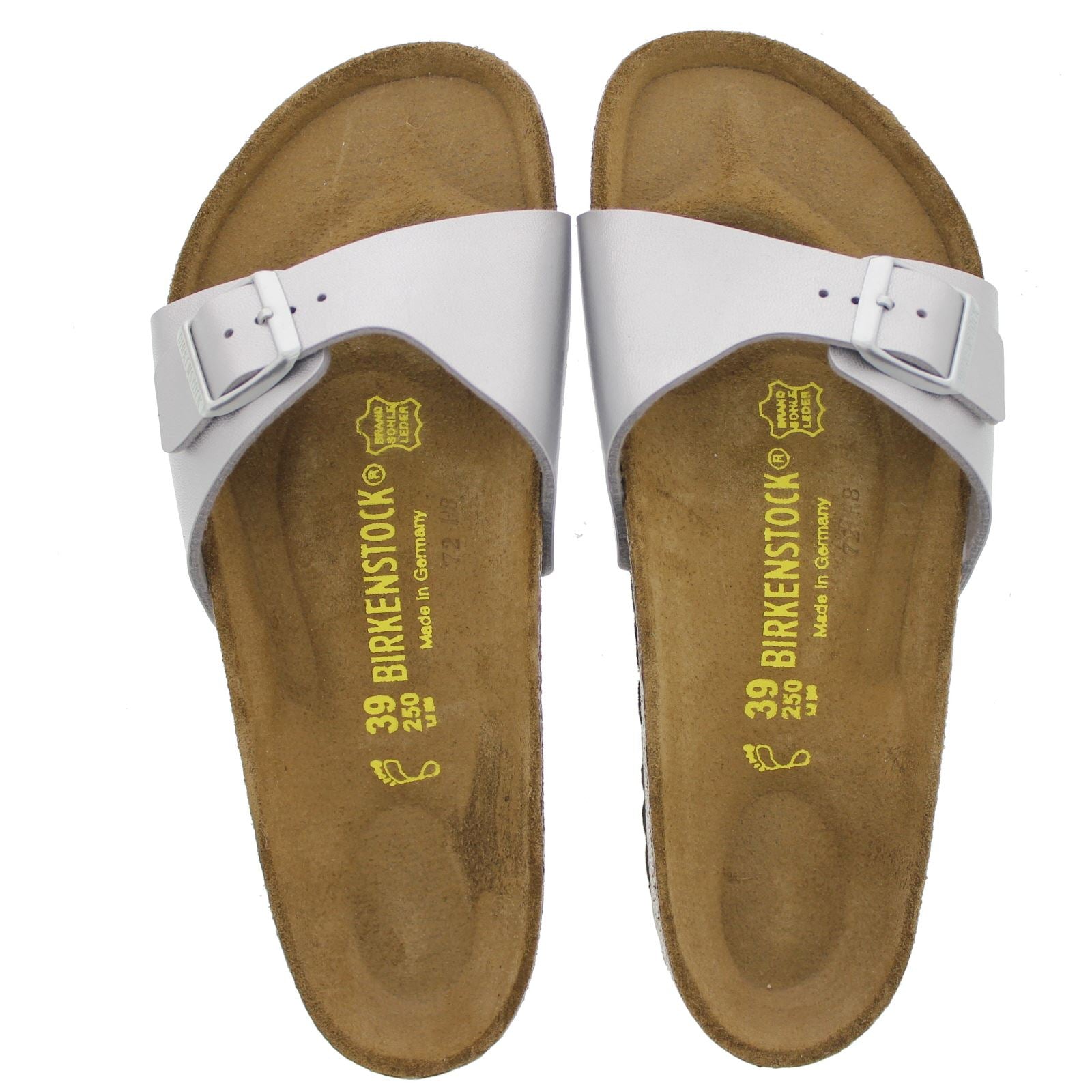 Birkenstock Madrid Patent Shiny Silver Womens Sandals#color_silver