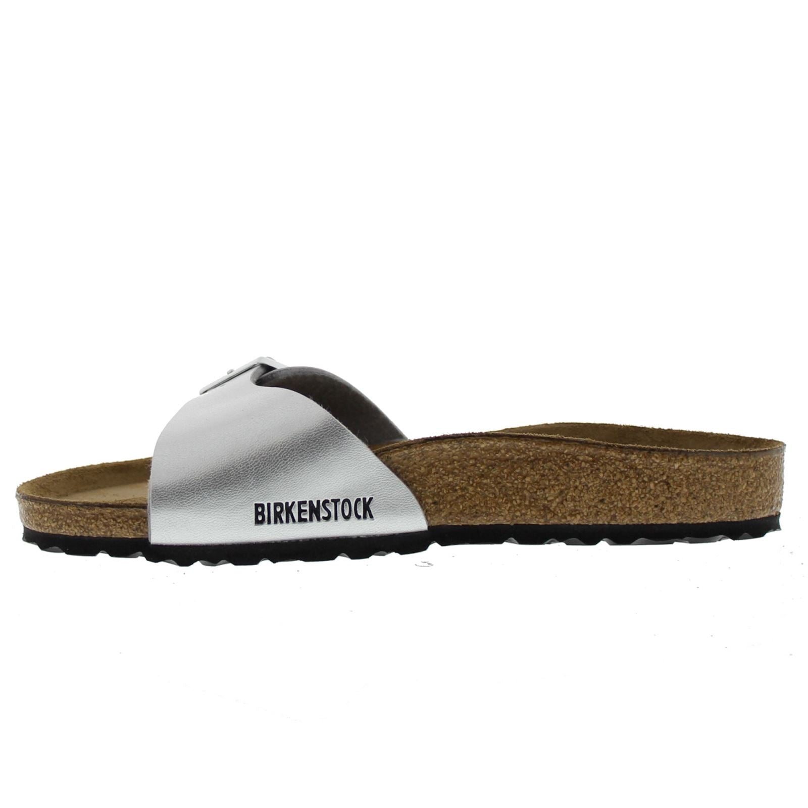 Birkenstock Madrid Patent Shiny Silver Womens Sandals#color_silver