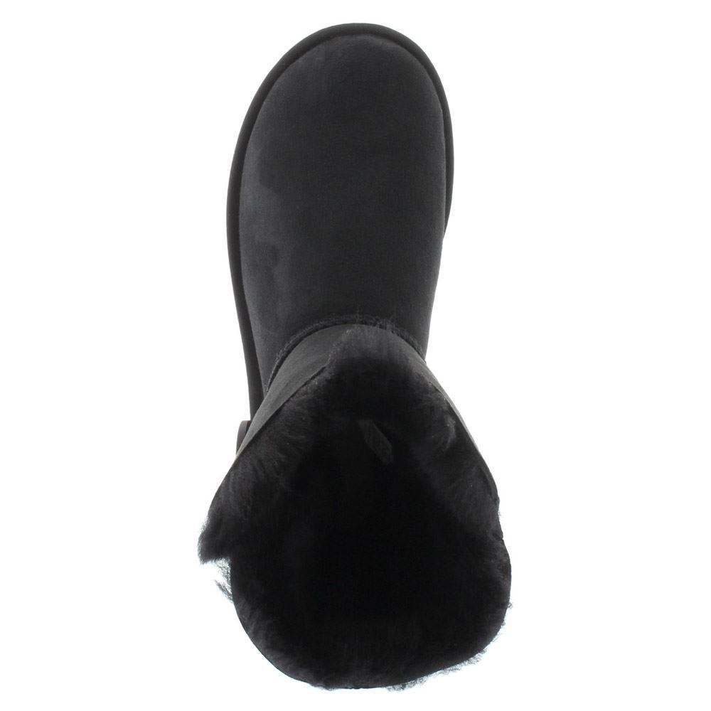 UGG Short Bailey Button II Suede Sheepskin Women's Winter Boots#color_black