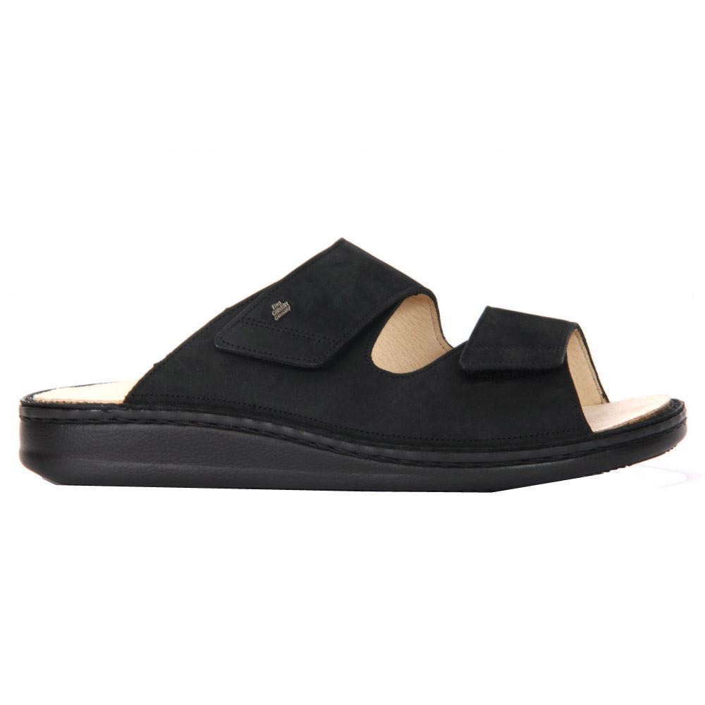 Finn Comfort Riad Leather Men's Slip-On Sandals#color_black