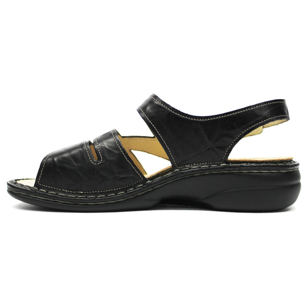 Finn Comfort 2562 Gomera Plisseelight Black Womens Sandals#color_black