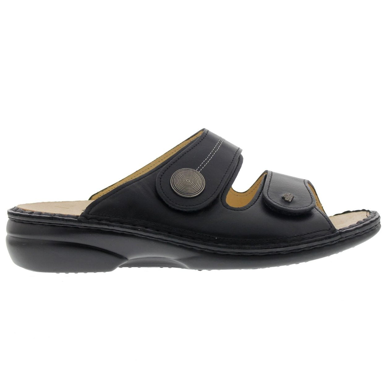 Finn Comfort Sansibar Leather Women's Slip-On Sandals#color_black