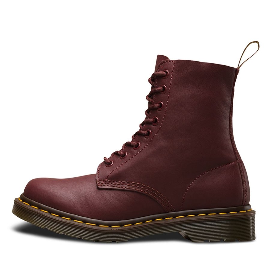 Dr.Martens Pascal 8 Eyelets Virginia Cherry Red Womens Boots#color_cherry red