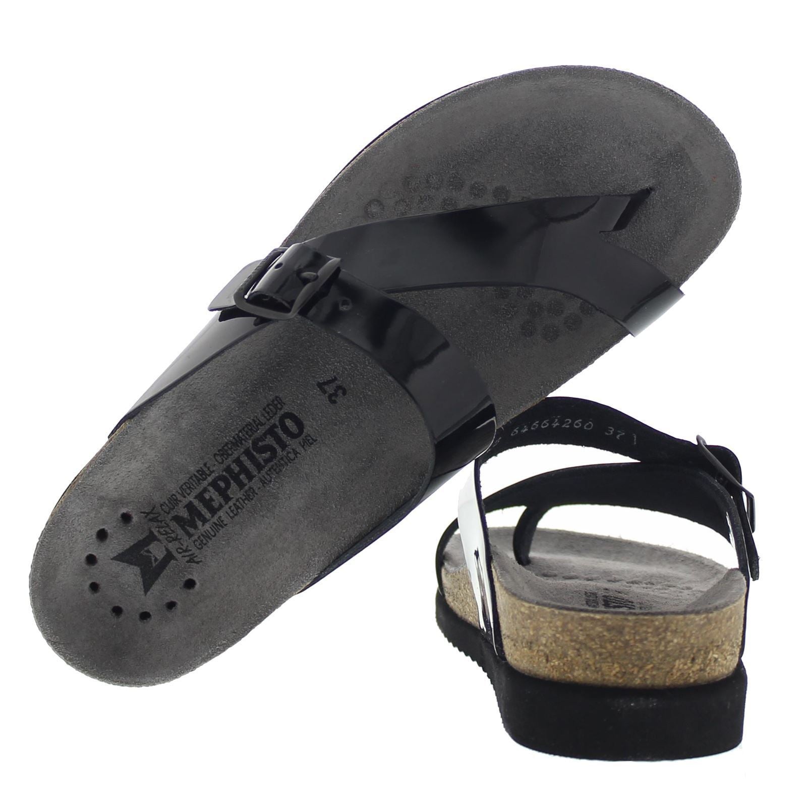 Mephisto Helen Black Patent Womens Sandals#color_black