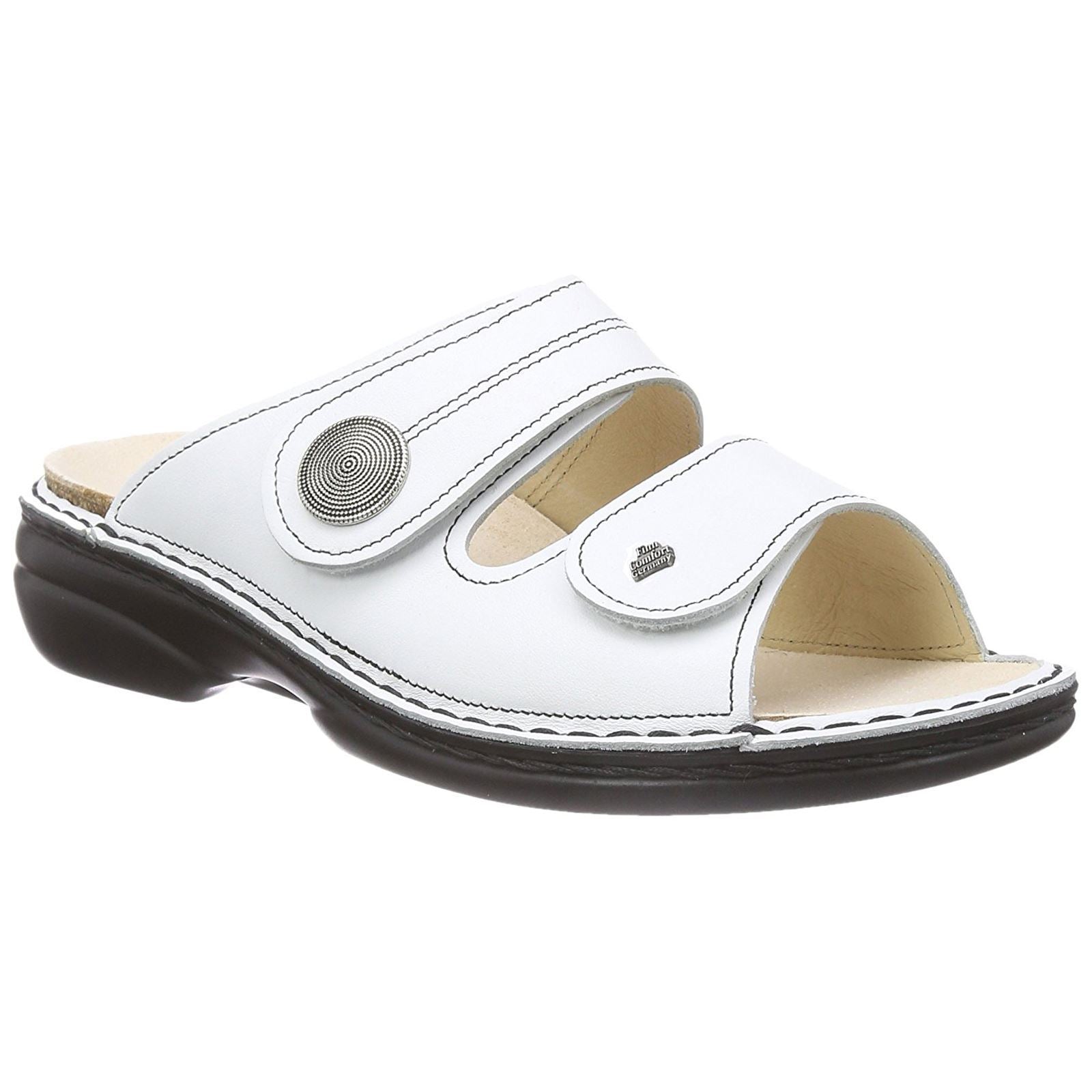 Finn Comfort Sansibar Nappa Leather Women's Slip-On Sandals#color_nappa white