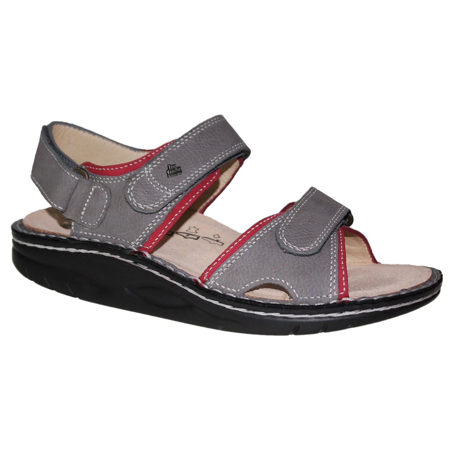 Finn Comfort Yuma Nubuck Leather Women's Casual Sandals#color_grey