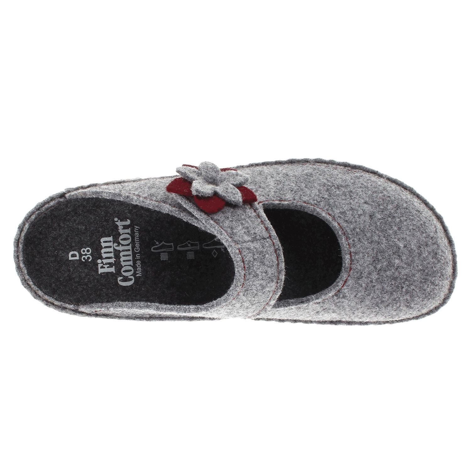 Finn Comfort Arlberg Felt Women's Slip-On Sandals#color_lightgrey cassis bordo