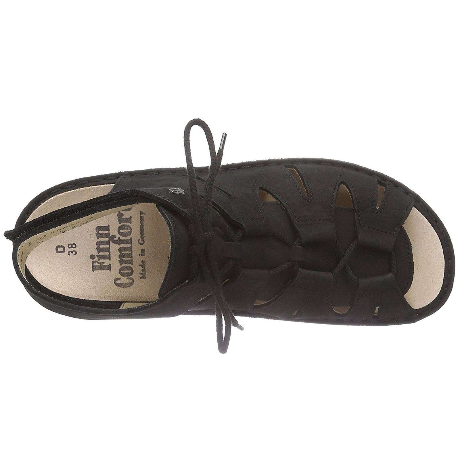 Finn Comfort Malaga Nubuck Leather Women's Ankle Strap Sandals#color_black