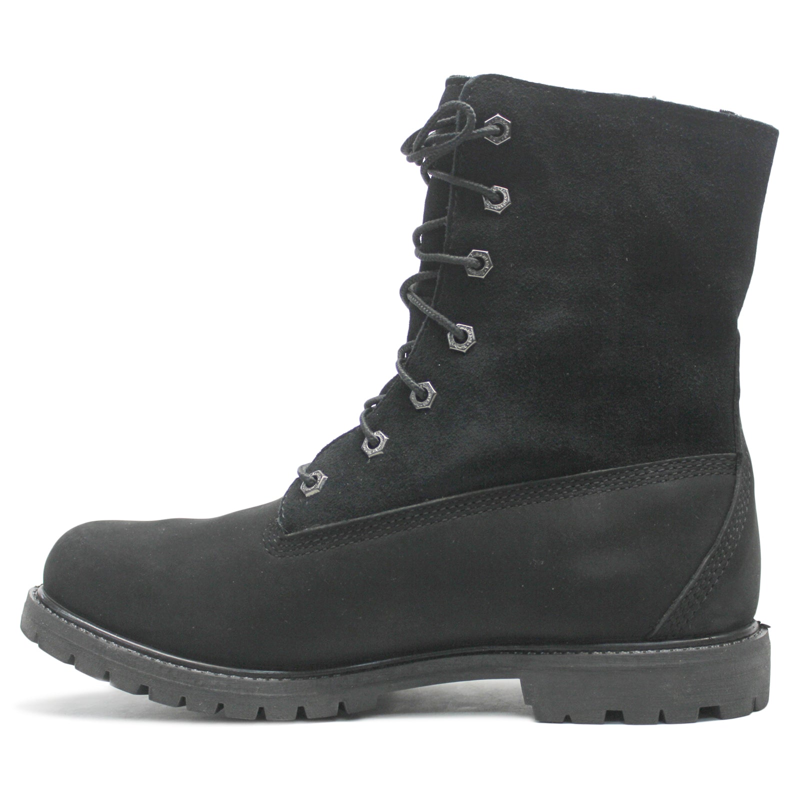 Timberland Authentics 6 Inch Teddy Fleece Black Womens Boots#color_black