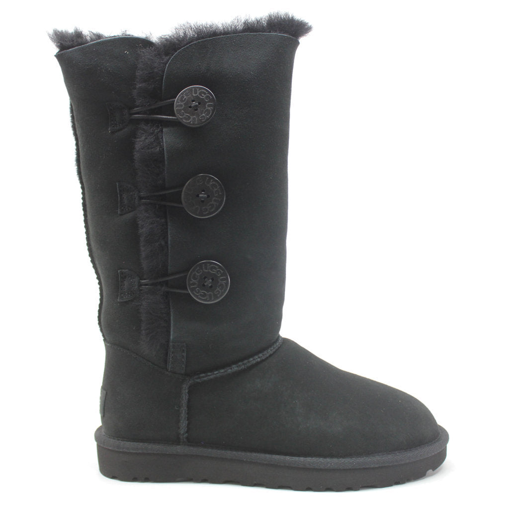 UGG Bailey Button Triplet II Suede Sheepskin Women's Tall Snow Boots#color_black