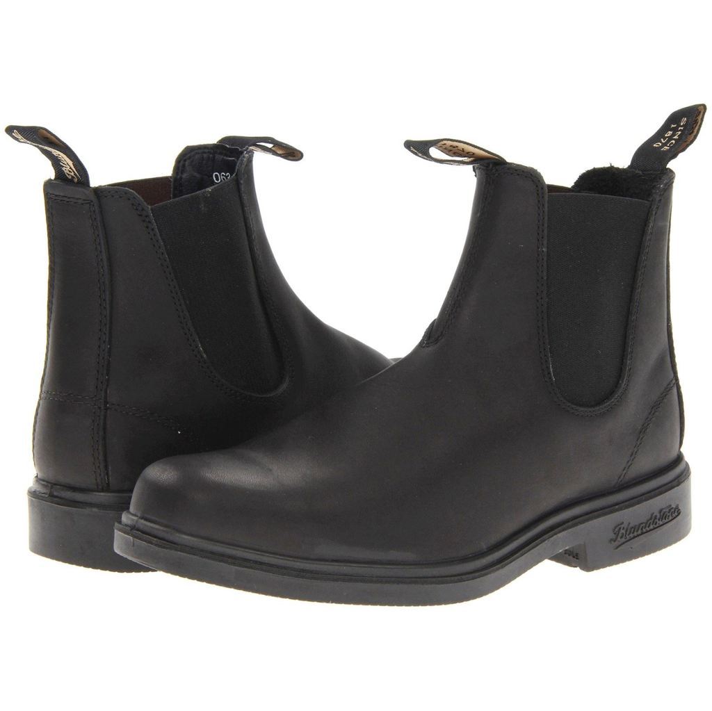 Blundstone 063 Black Unisex Leather Slip-On Square-toe Chelsea Boots - UK 9