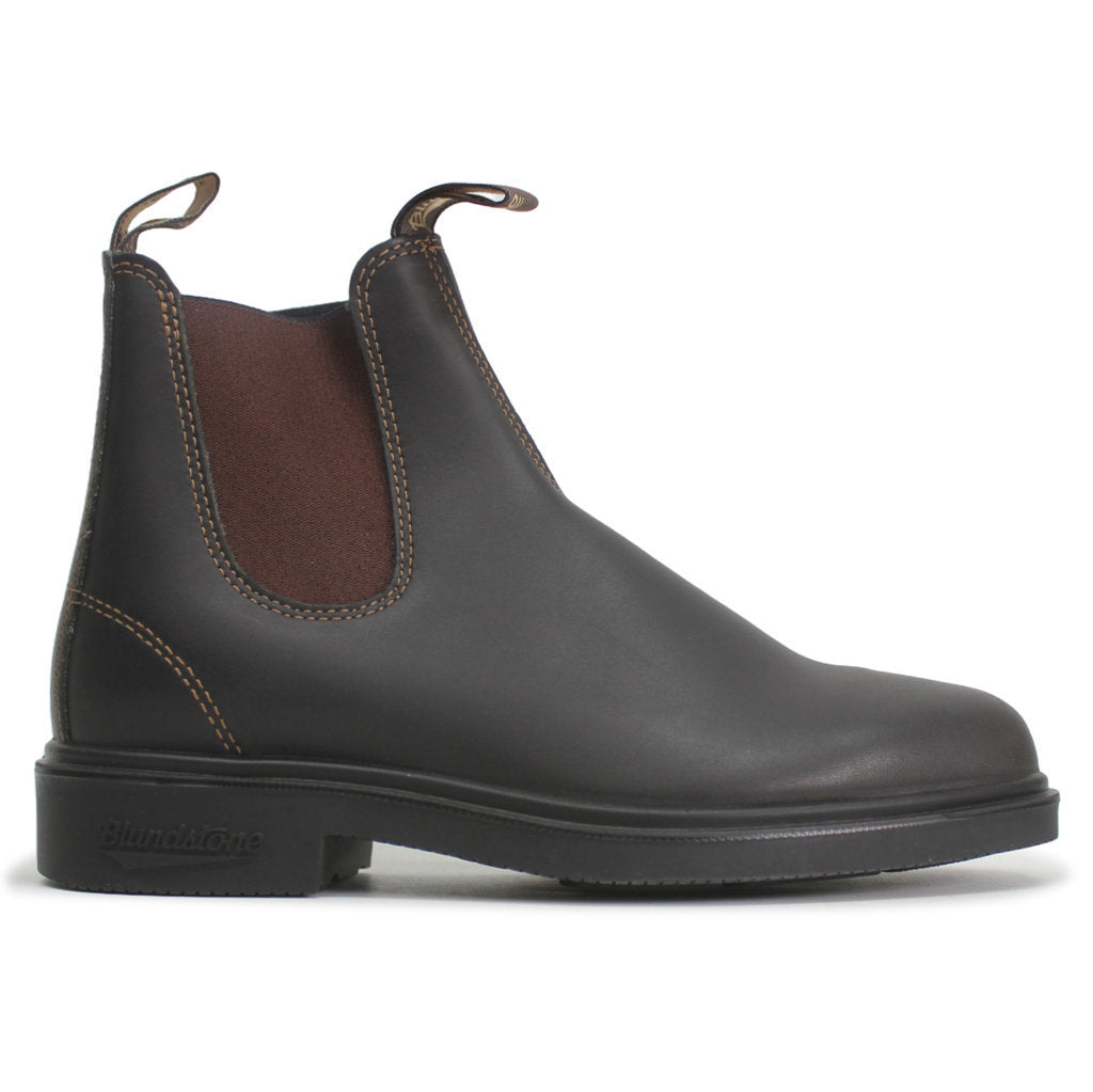 Blundstone 062 Stout Brown Unisex Leather Square-toe Ankle Slip-on Chelsea Boots - UK 6