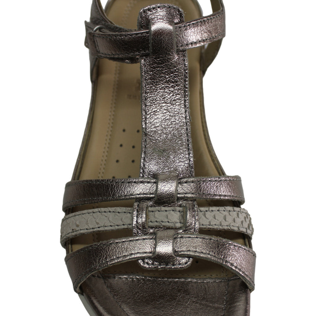 Ecco Flash Warm Grey Metallic Womens Leather Sandals - UK 5-5.5