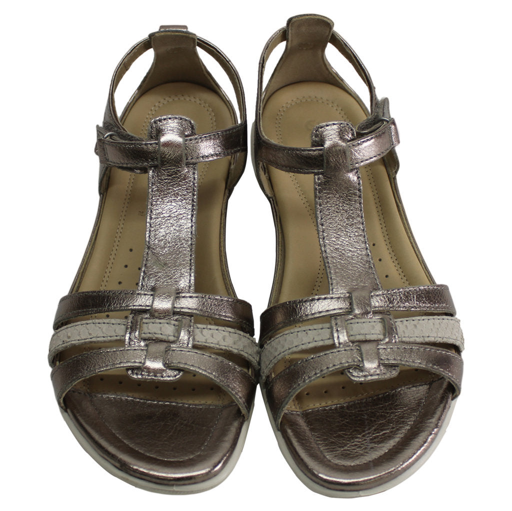 Ecco Flash Warm Grey Metallic Womens Leather Sandals - UK 5-5.5