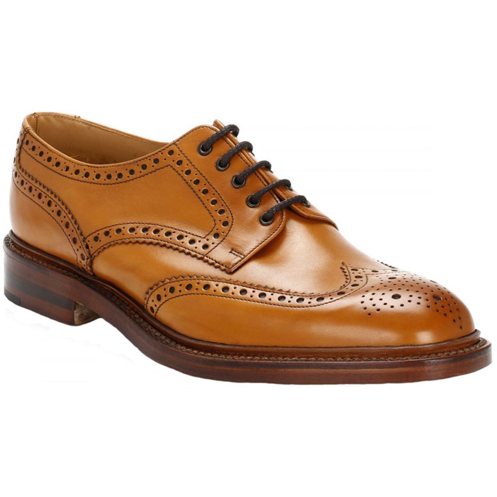Loake Chester Polished Leather Men's Brogue Shoes#color_tan