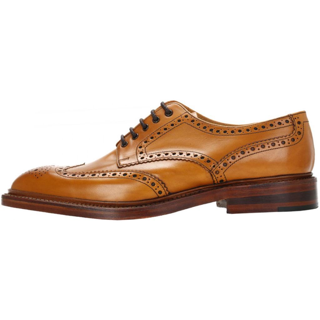 Loake Chester Polished Leather Men's Brogue Shoes#color_tan