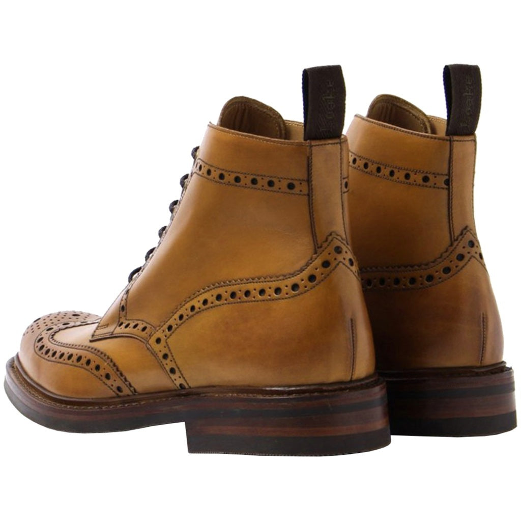 Loake Bedale Burnished Leather Men's Brogue Derby Boots#color_tan